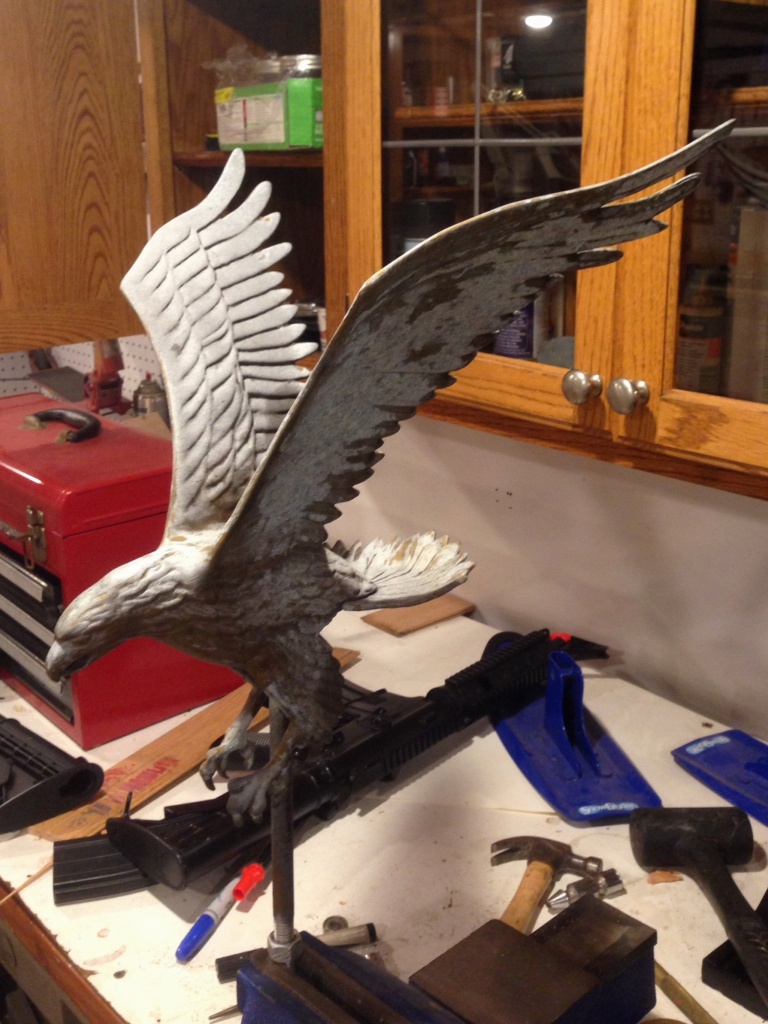 Aluminum Eagle ornament before abrasive blasting
