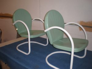 Vintage patio chairs after powder coating CT