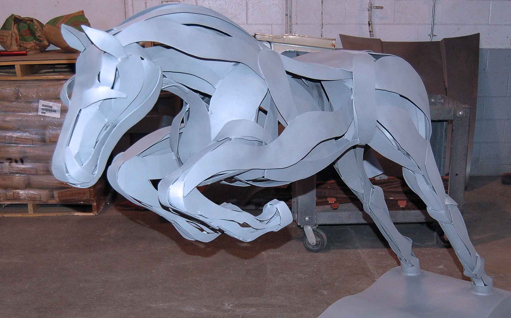 The Marcia Spivak Equine Horse Sculpture, Before Dry Abrasive Blasting
