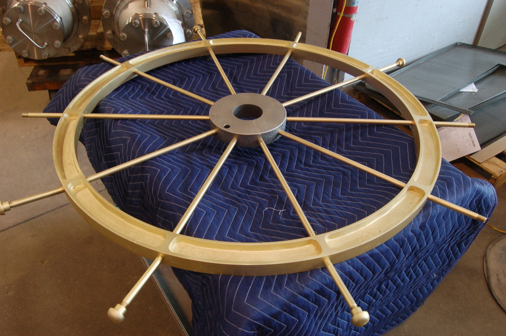 Vintage brass ship wheel