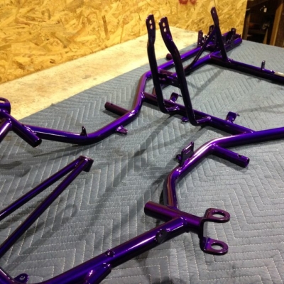 car parts powder coating car frames purple
