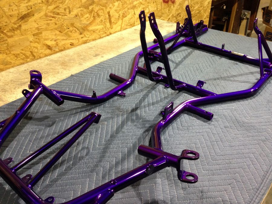 car parts powder coating car frames purple