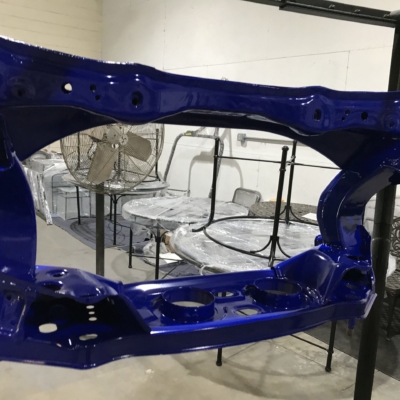 car parts powder coating blue bumpers