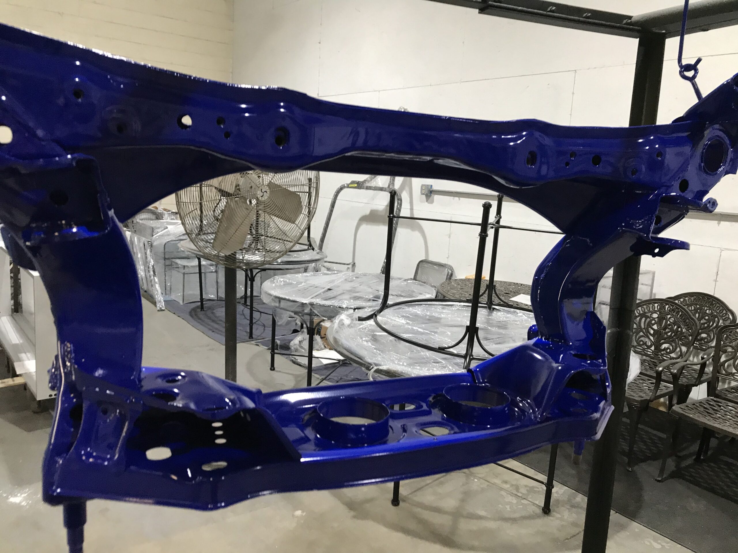car parts powder coating blue bumpers