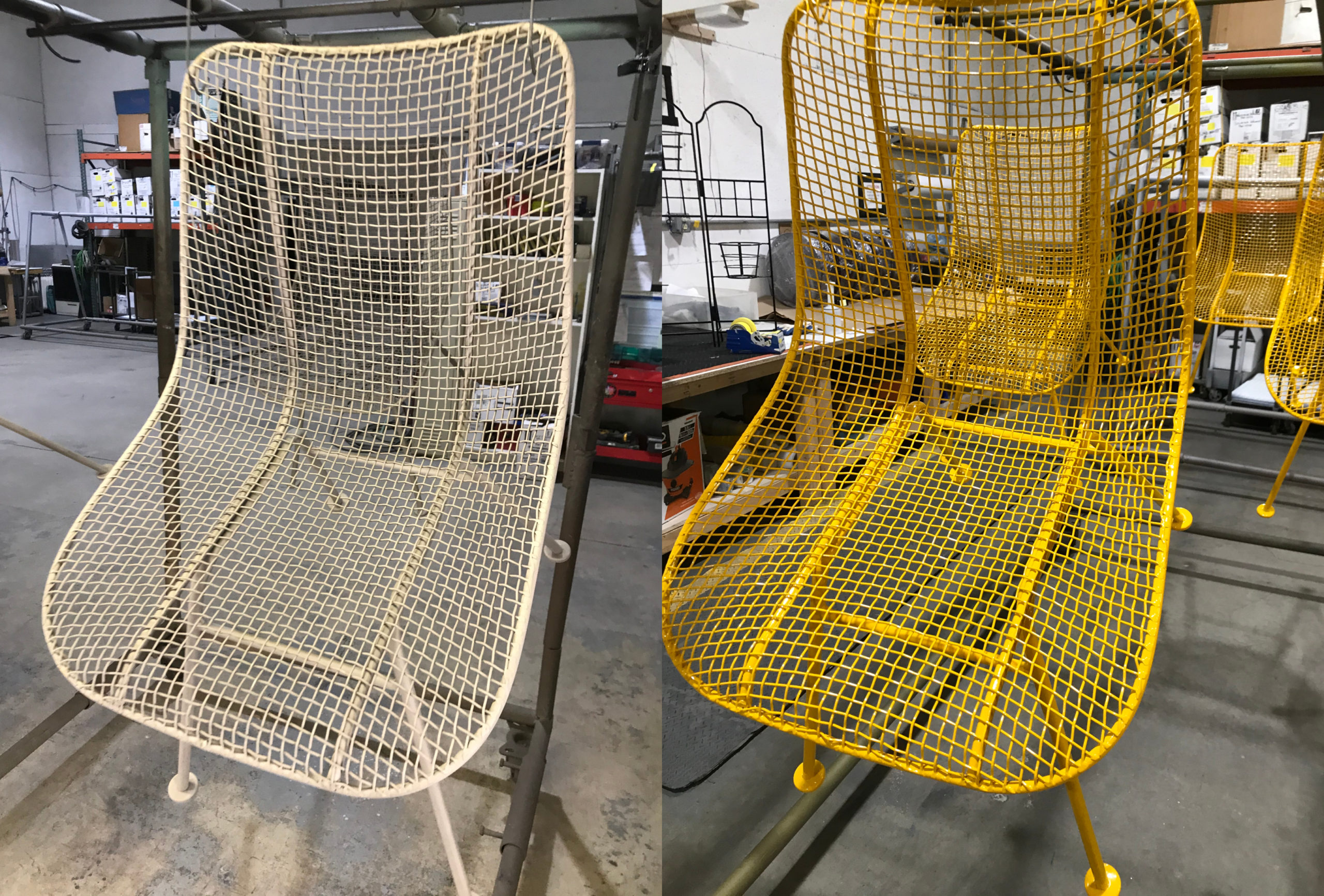 Modern Chair Powder Coated Before After