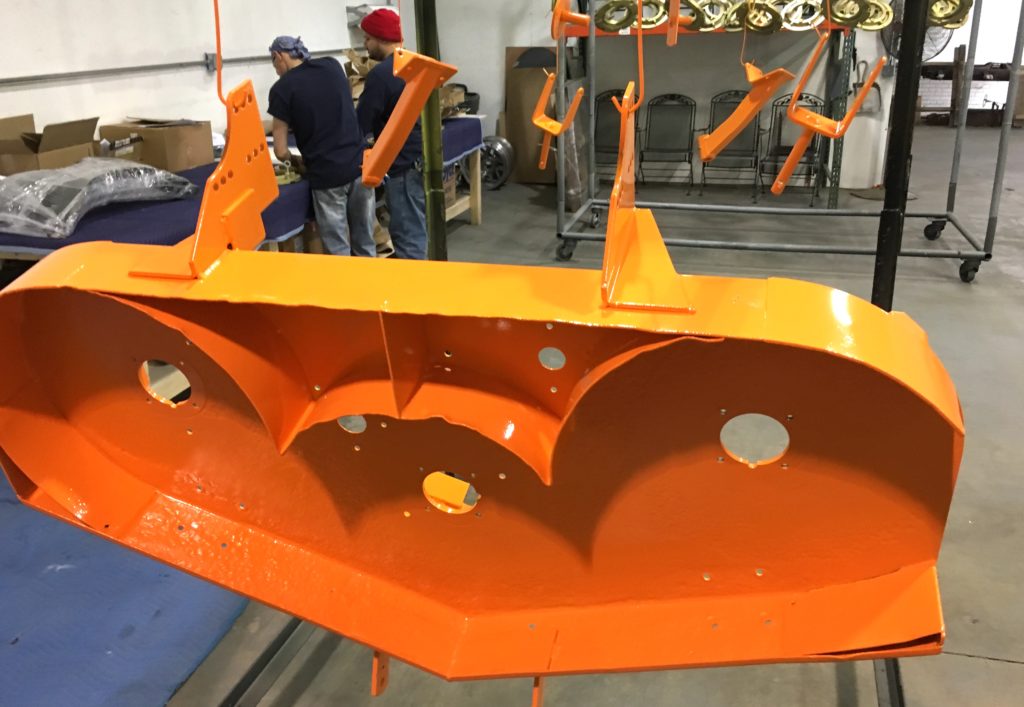 SCAG Orange Powder Coated Lawn mower deck sandblasted restored Sandblasting & Powder Coating